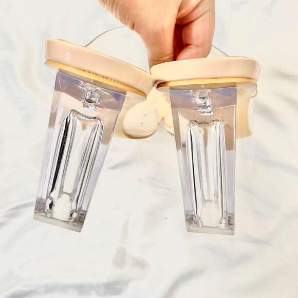 Prettylittlething PLT Early 2000's Block High Heel Clear Mules US 10 - Picture 6 of 7